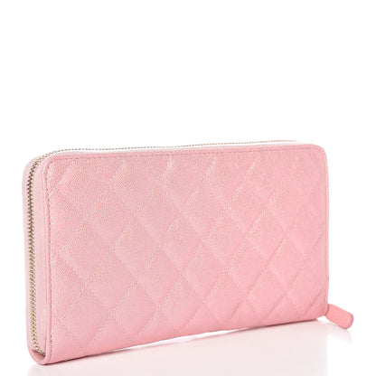 Chanel Iridescent Caviar Quilted Large Zip Around Organizer Wallet Pink 3 of 10