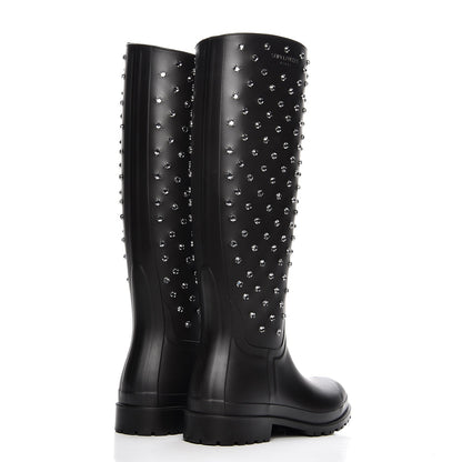 Saint Laurent Rubber Crystal Rain Boots 37 Nero Black 4 of 9