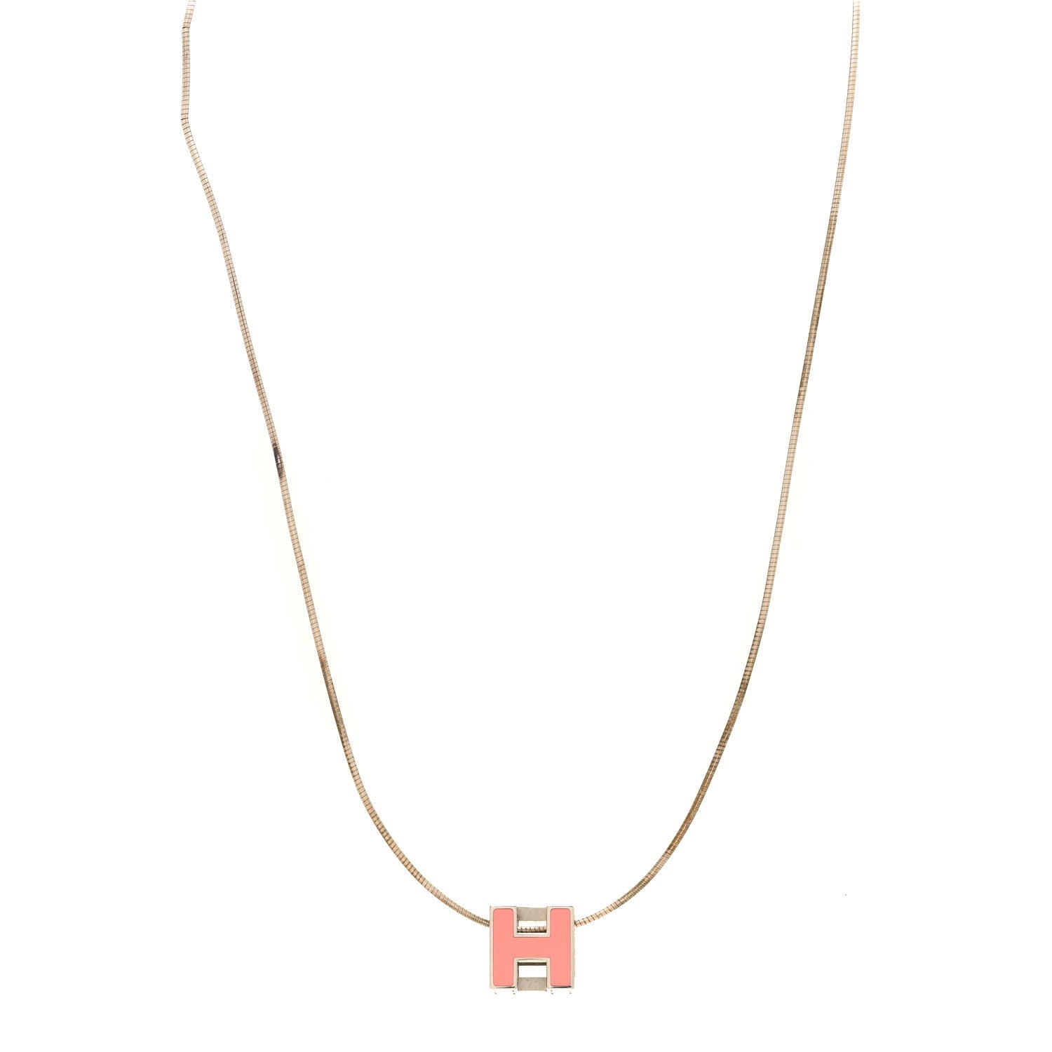 Hermes Palladium Mini Pop H Pendant Necklace Bubble Gum 1 of 7