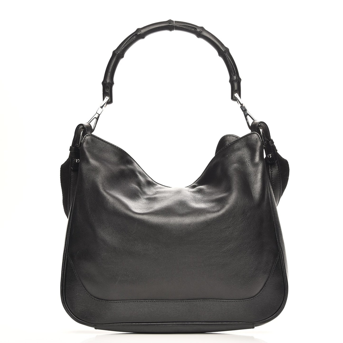 Calfskin Bamboo Top Handle Bag Black
