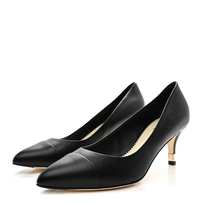 Chanel Lambskin CC Cap Toe Kitten Heel Pumps 39.5 Black 4 of 10