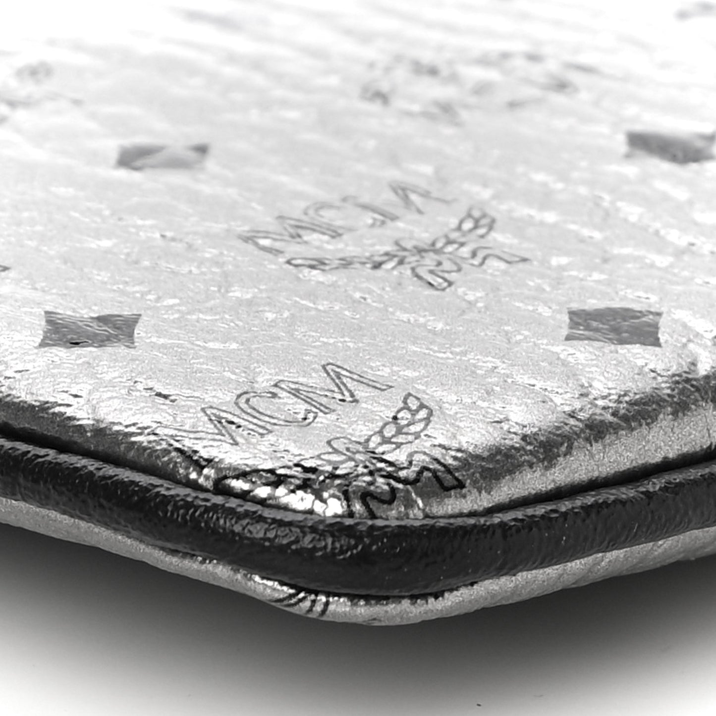 Metallic Visetos Medium Crossbody Pouch Silver