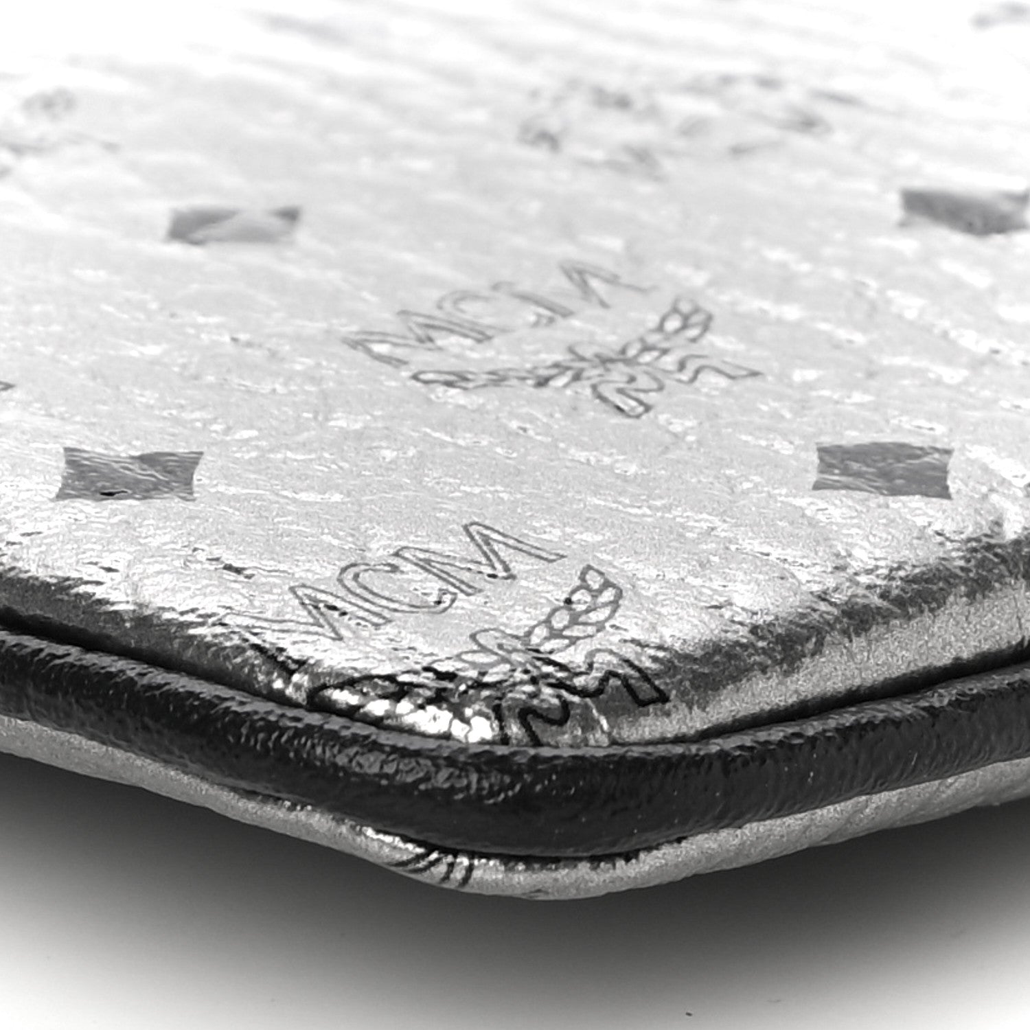 MCM Metallic Visetos Medium Crossbody Pouch Silver 4 of 9