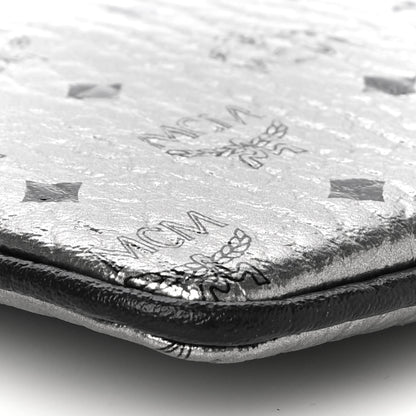 MCM Metallic Visetos Medium Crossbody Pouch Silver 4 of 9