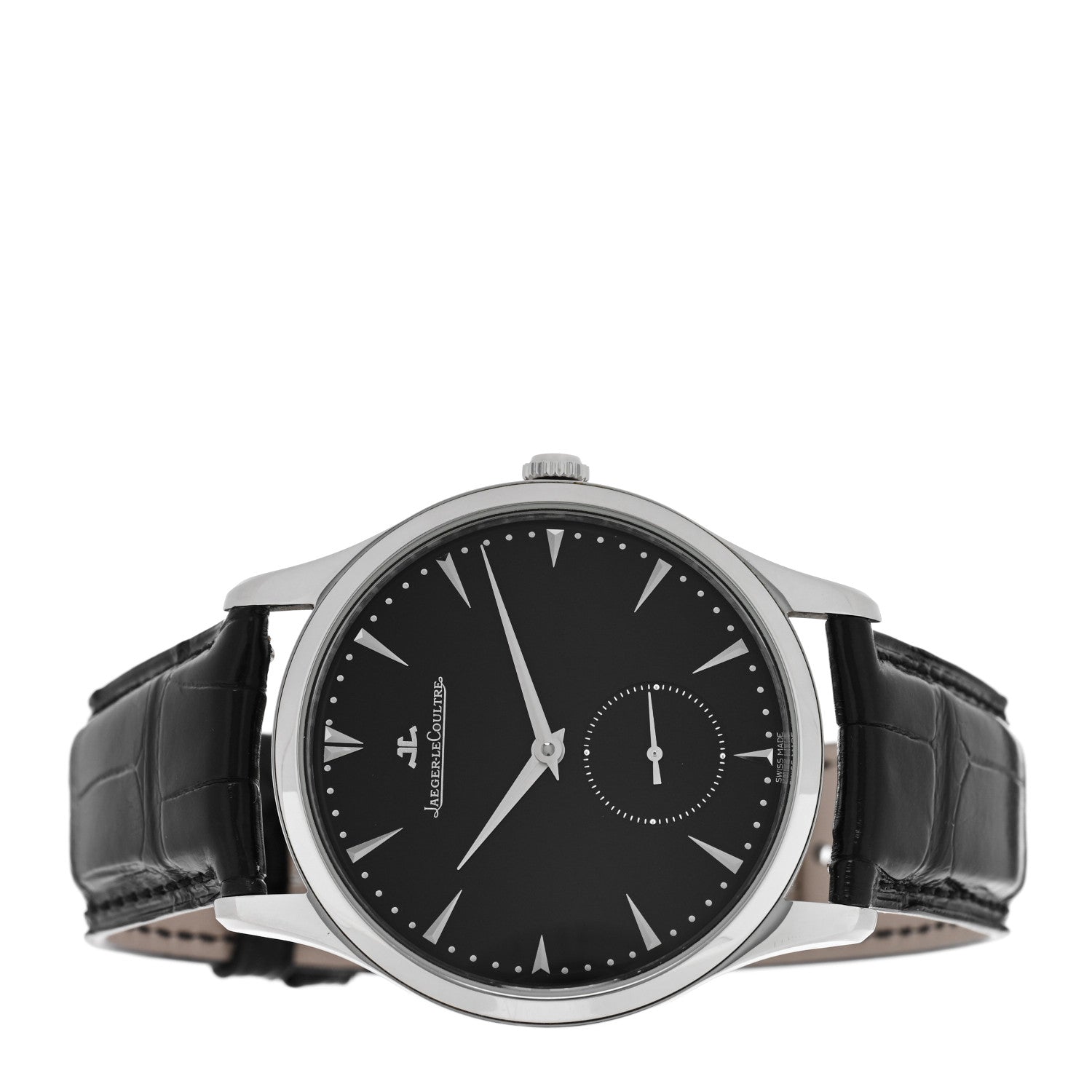 Jaeger-LeCoultre Stainless Steel Alligator 40mm Master Grande Ultra Thin Automatic Watch Black Q1358470 2 of 5