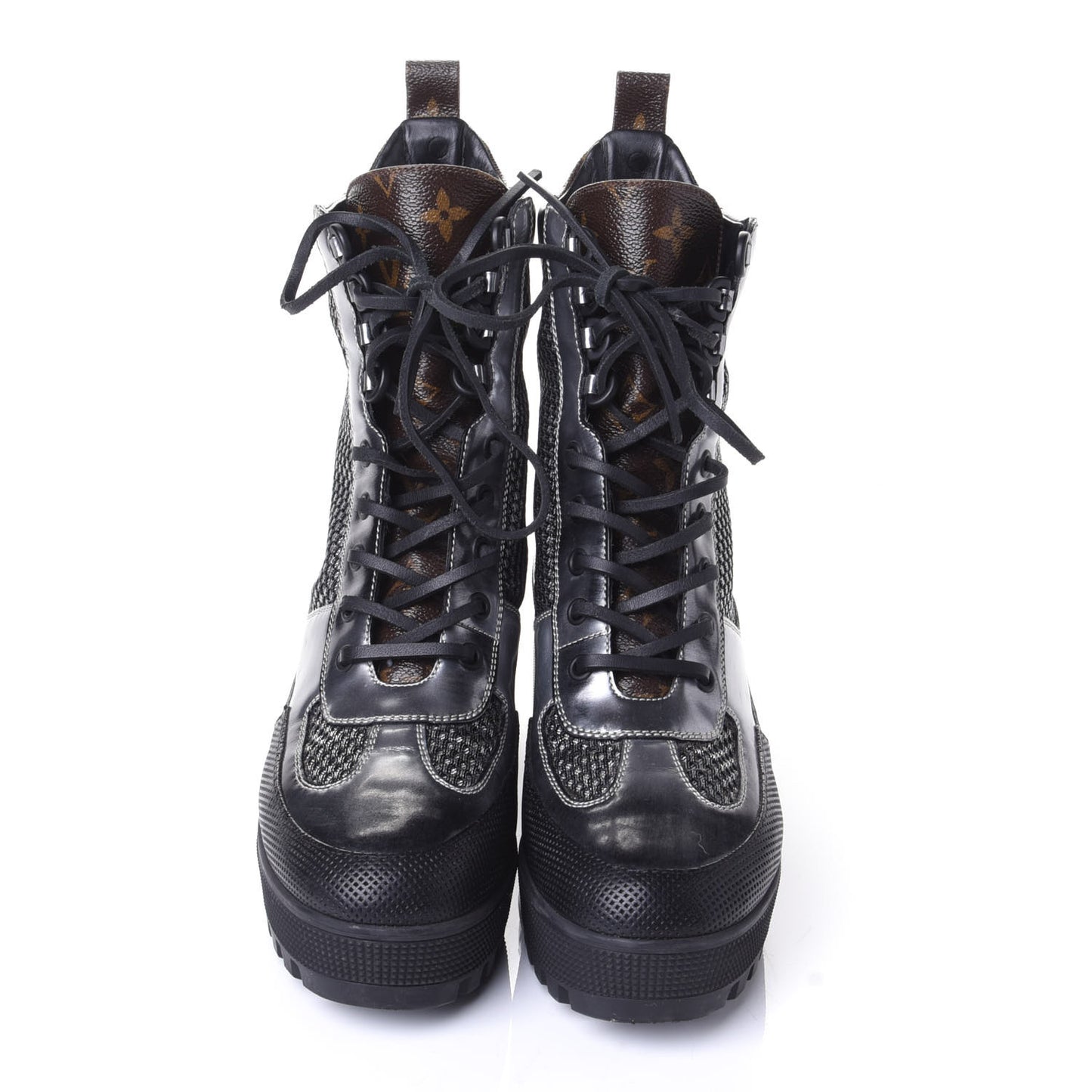 Metallic Calfskin Technical Fabric Digital Gate Laureate Platform Desert Boot 37.5 Silver