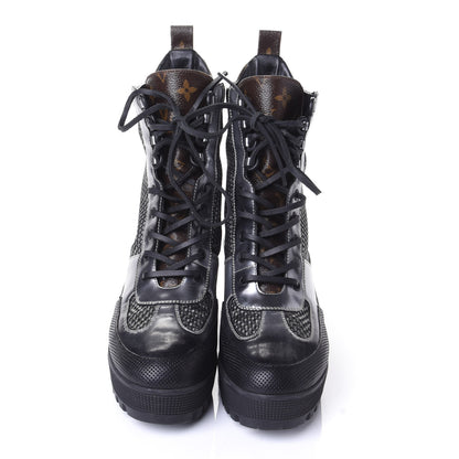 Louis Vuitton Metallic Calfskin Technical Fabric Digital Gate Laureate Platform Desert Boot 37.5 Silver 5 of 11