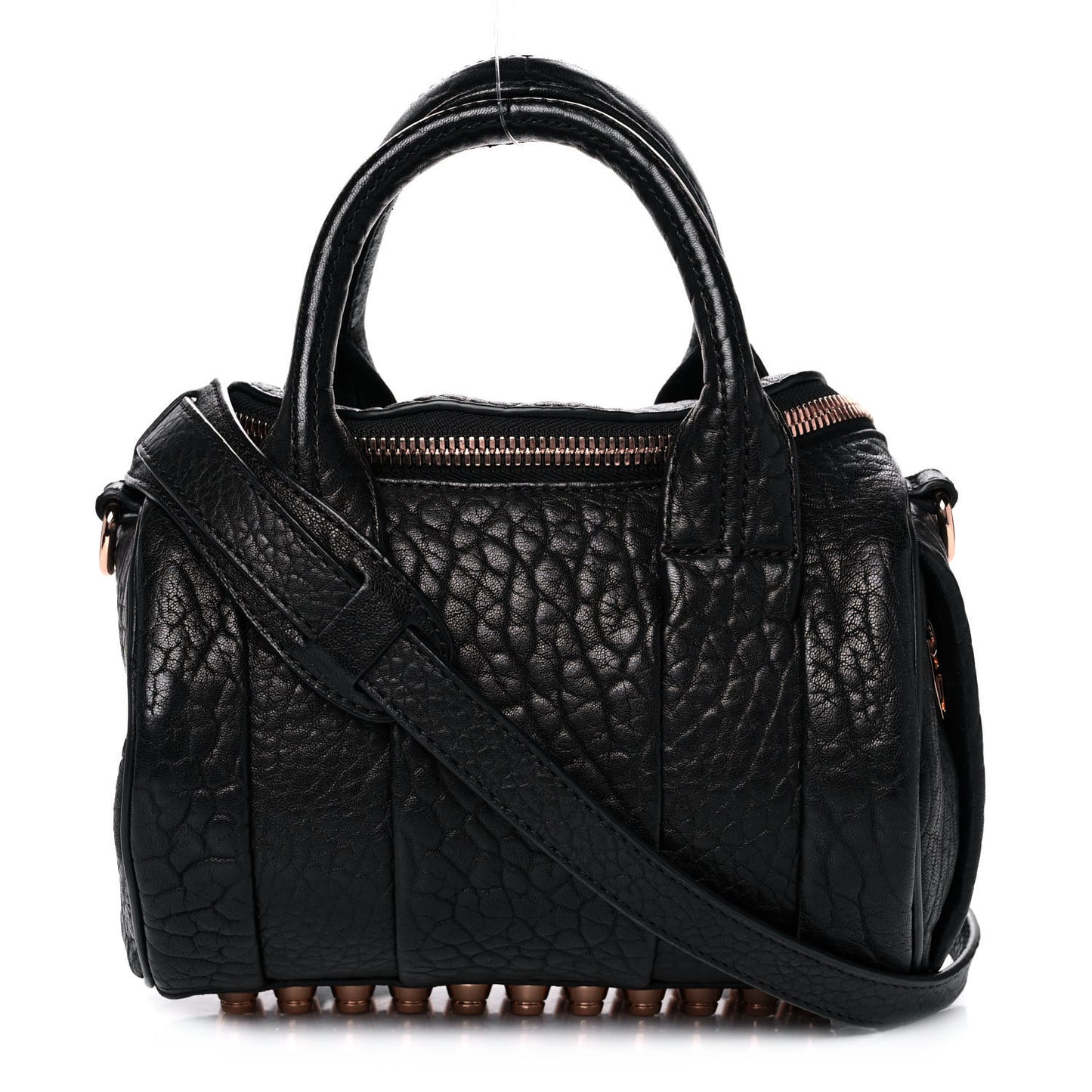 Pebbled Lambskin Mini Rockie Black Rose Gold Hardware