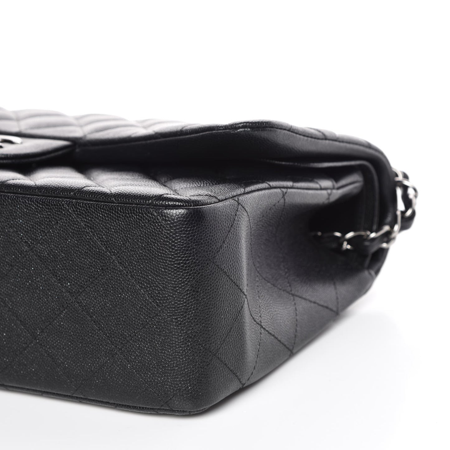 Iridescent Caviar Quilted Jumbo Double Flap Black