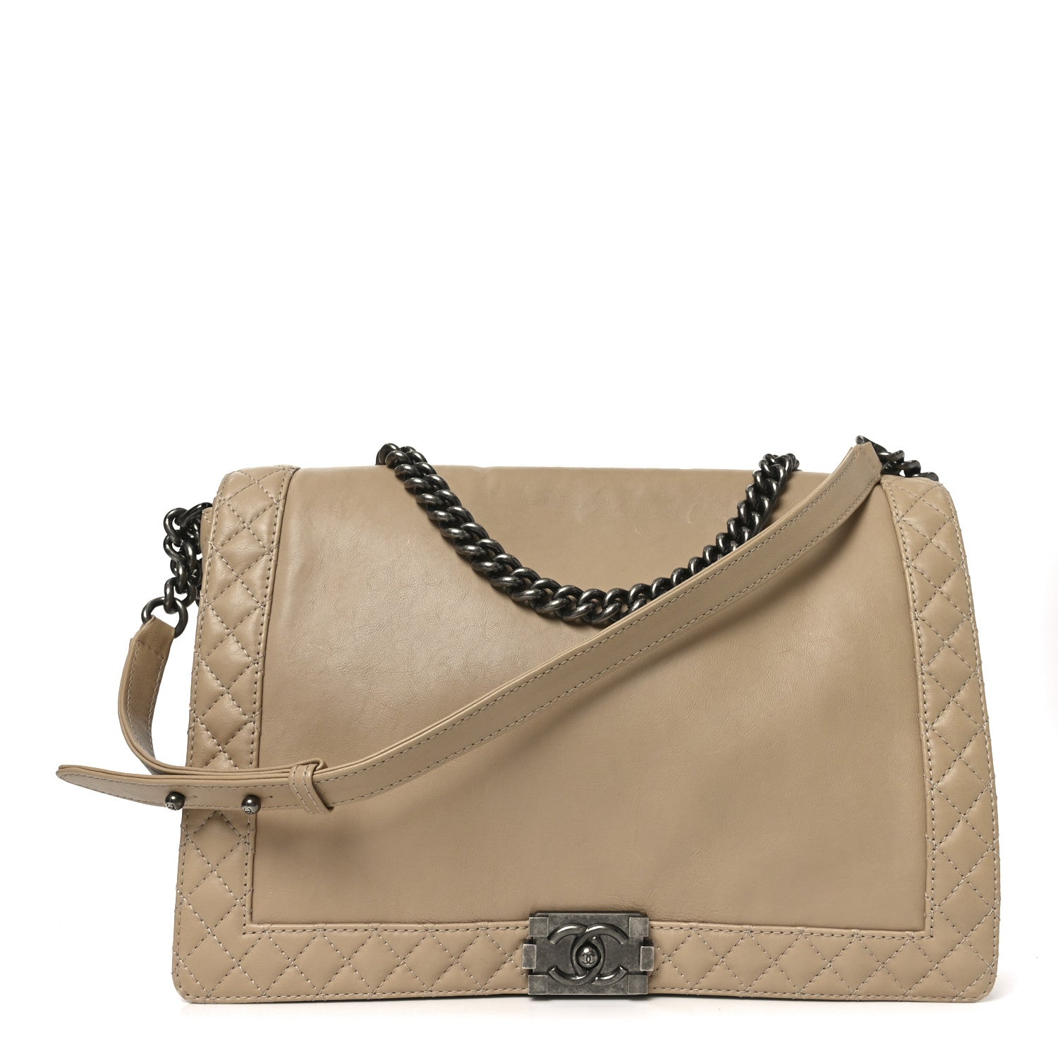 Chanel Calfskin Large Boy Reverso Flap  Beige 1 of 10
