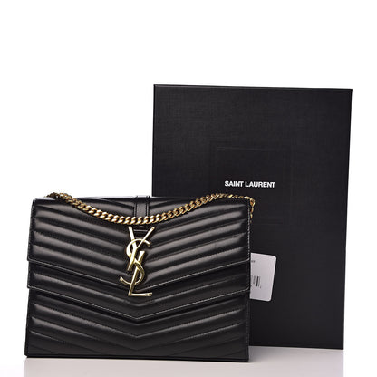 Saint Laurent Lambskin Matelasse Chevron Monogram Sulpice Chain Wallet Black 11 of 11