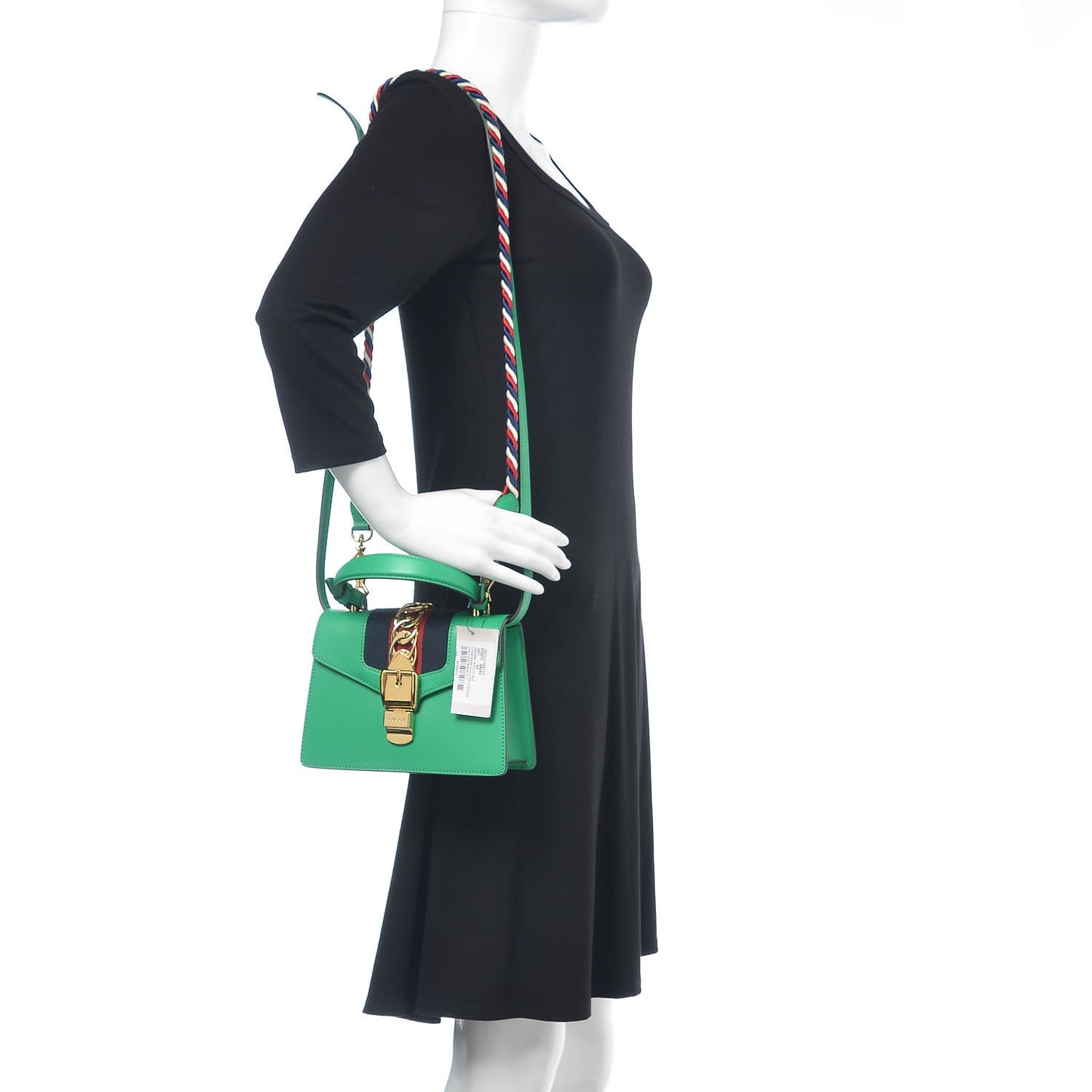 Vitello Fontanella Web Mini Sylvie Top Handle Bag Synthetic Green Garden