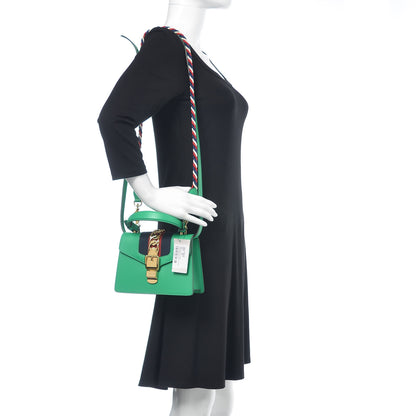 Gucci Vitello Fontanella Web Mini Sylvie Top Handle Bag Synthetic Green Garden 2 of 10