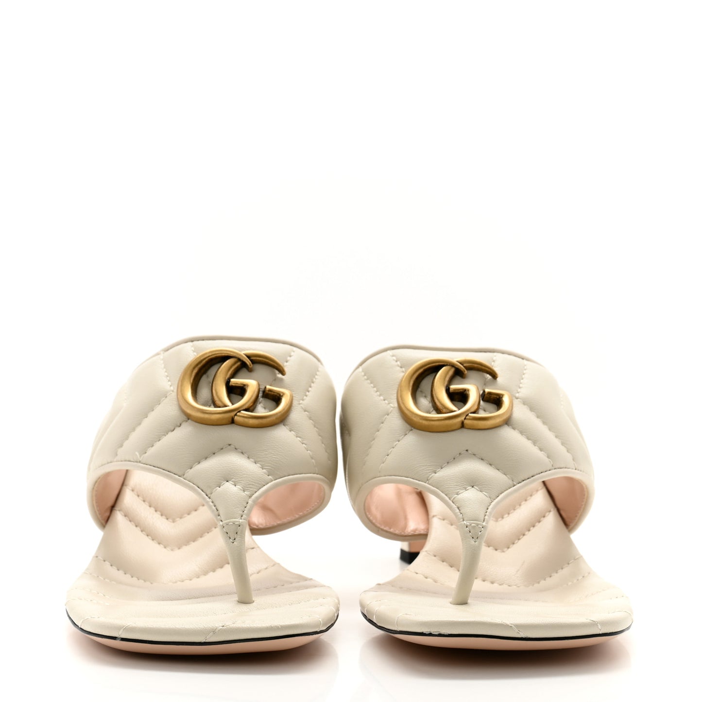 Nappa Charlotte Double G Marmont Thong Pumps 35 Black 38.5 Mystic White
