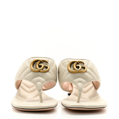 Gucci Nappa Charlotte Double G Marmont Thong Pumps 35 Black 38.5 Mystic White 2 of 9