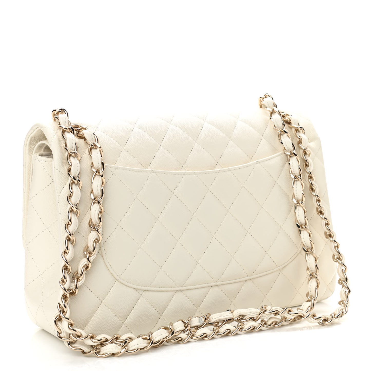 Caviar Quilted Jumbo Double Flap White