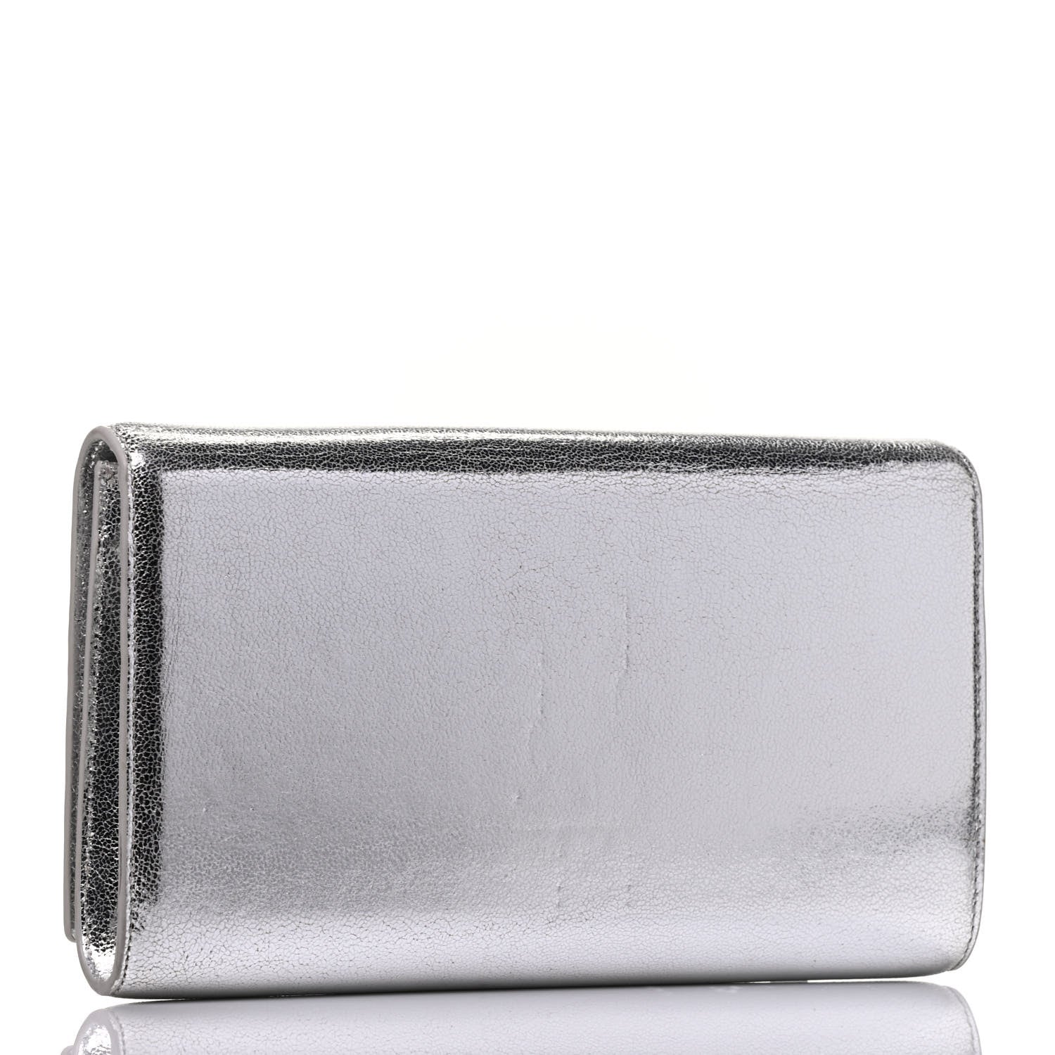 Saint Laurent Metallic Calfskin Monogram Large Belle De Jour Clutch Silver 3 of 7