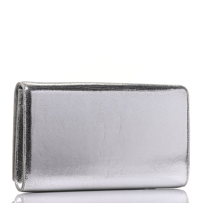 Saint Laurent Metallic Calfskin Monogram Large Belle De Jour Clutch Silver 3 of 7