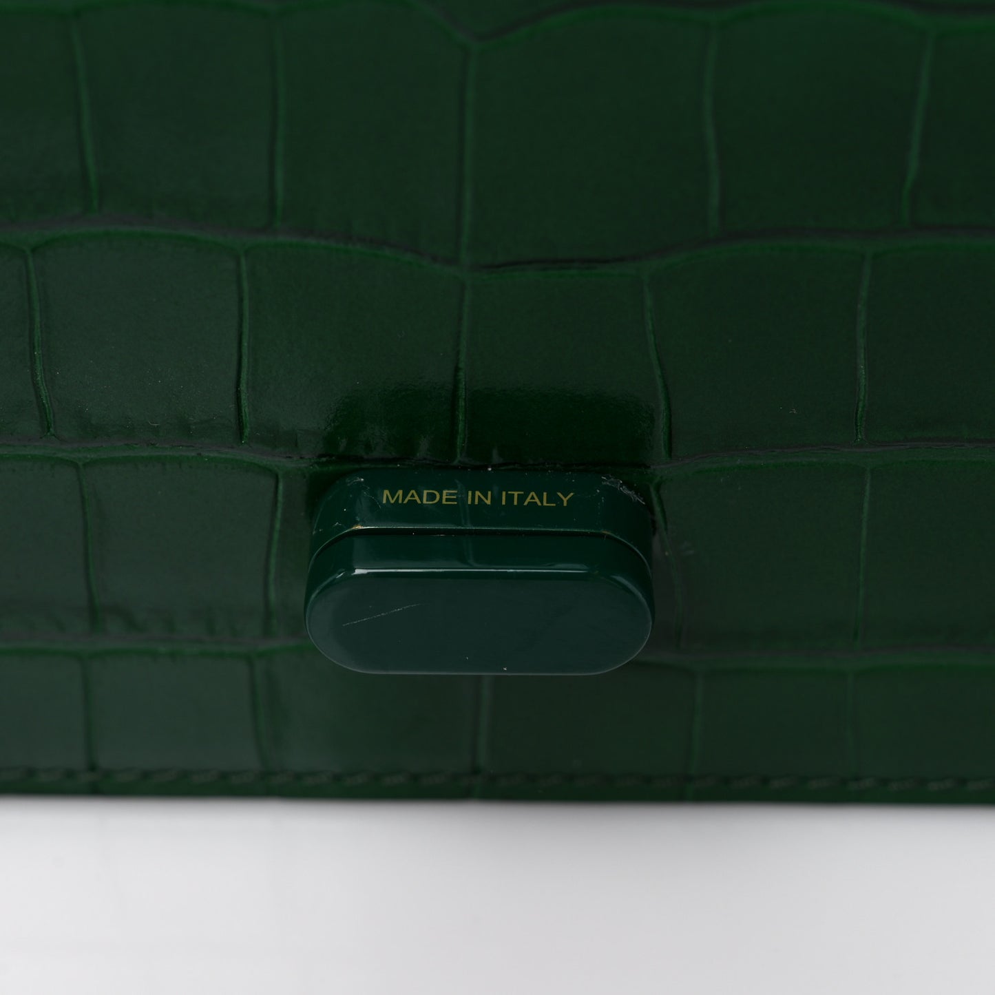 Calfskin Alligator Embossed Elisa Baguette Green