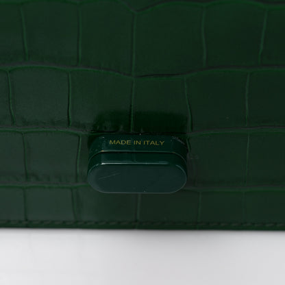 Christian Louboutin Calfskin Alligator Embossed Elisa Baguette Green 8 of 10