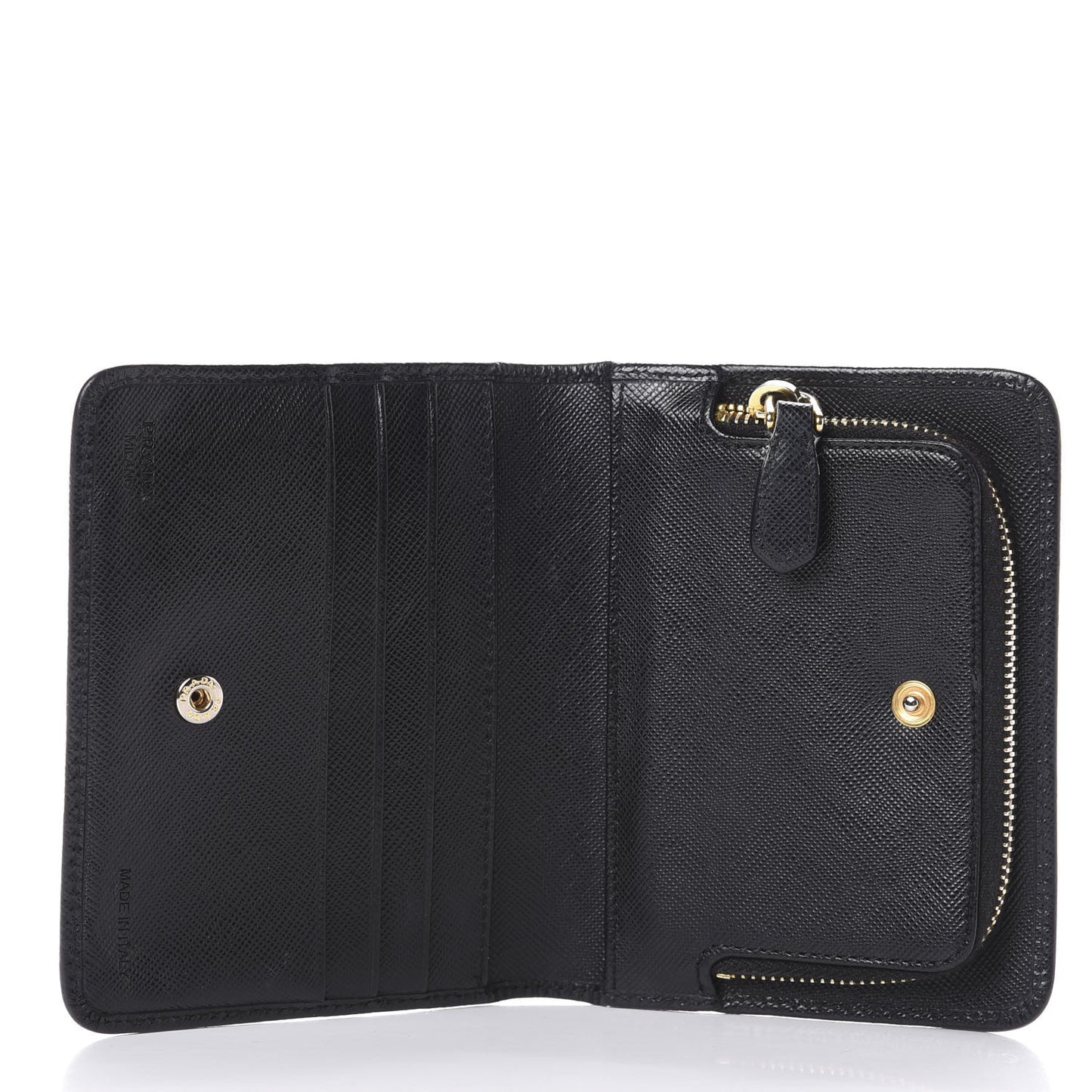 Saffiano Compact Bi-Fold Wallet Black