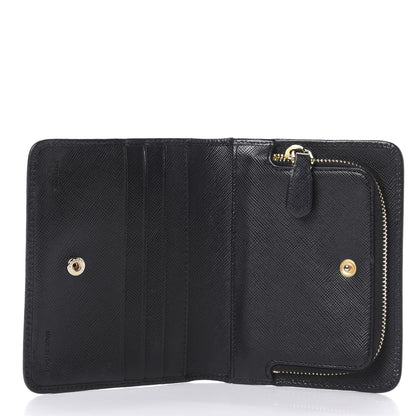 Prada Saffiano Compact Bi-Fold Wallet Black 5 of 10
