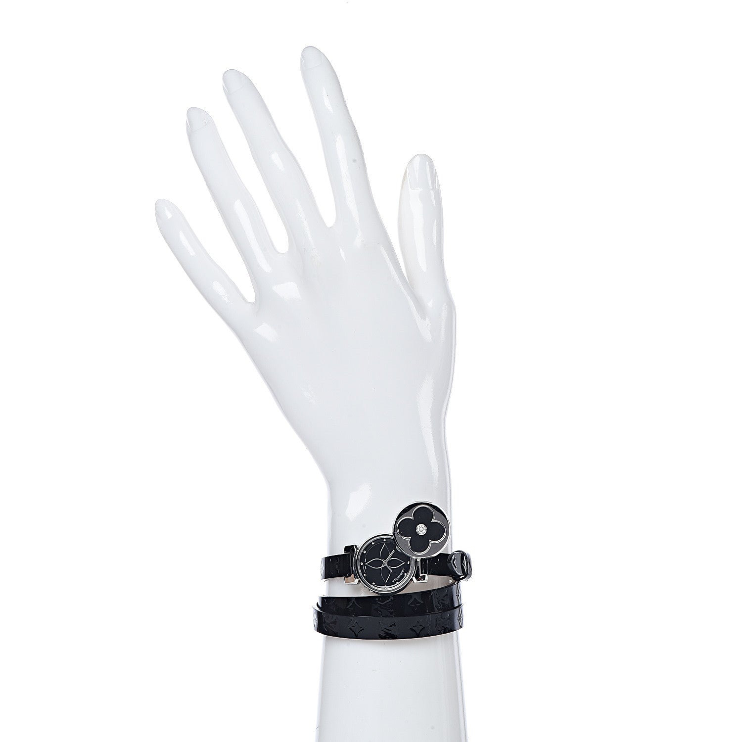 Louis Vuitton Stainless Steel Vernis 22mm Tambour Bijou Secret Quartz Watch Black 2 of 13