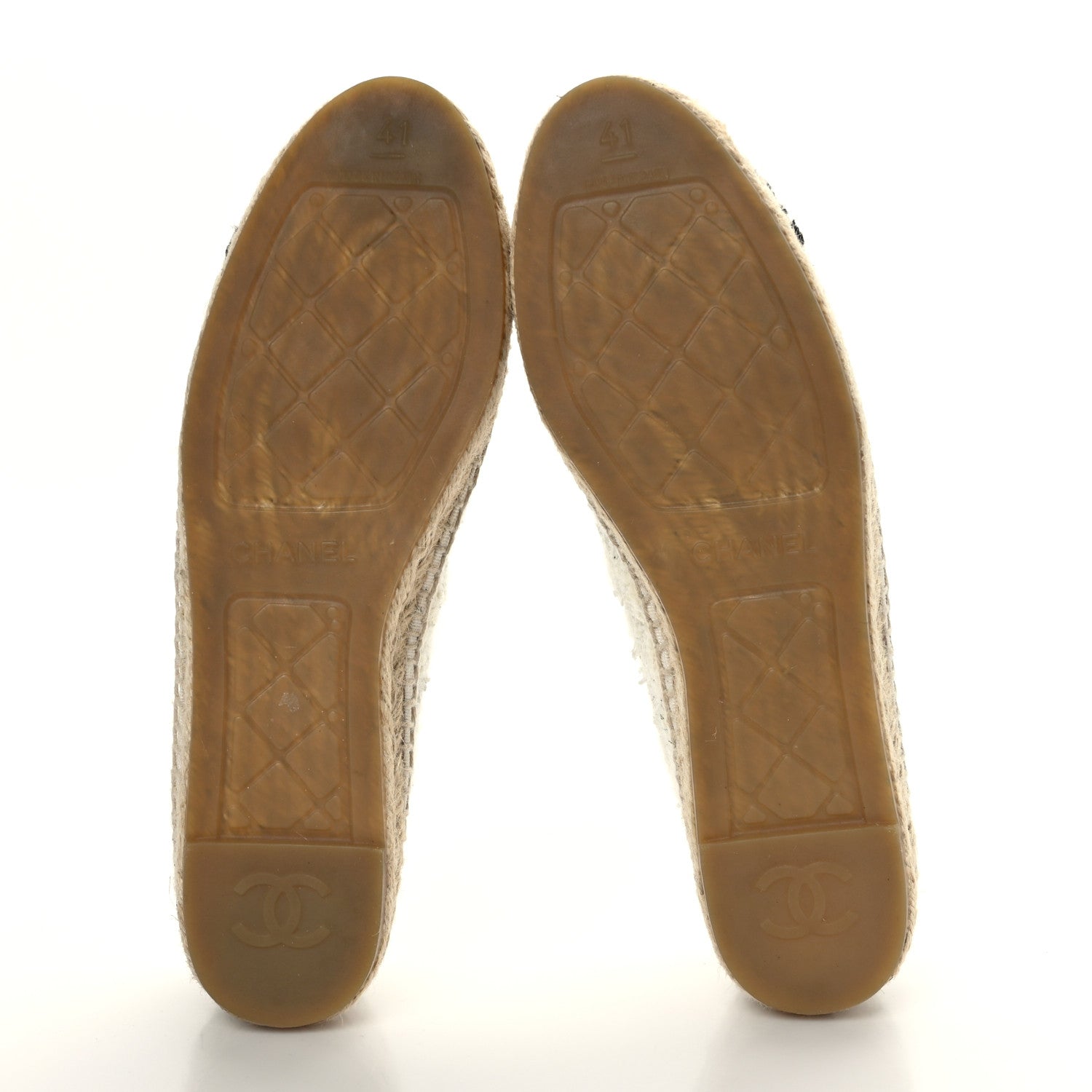 Chanel Tweed CC Espadrilles 41 Ecru White Blue Black 5 of 9