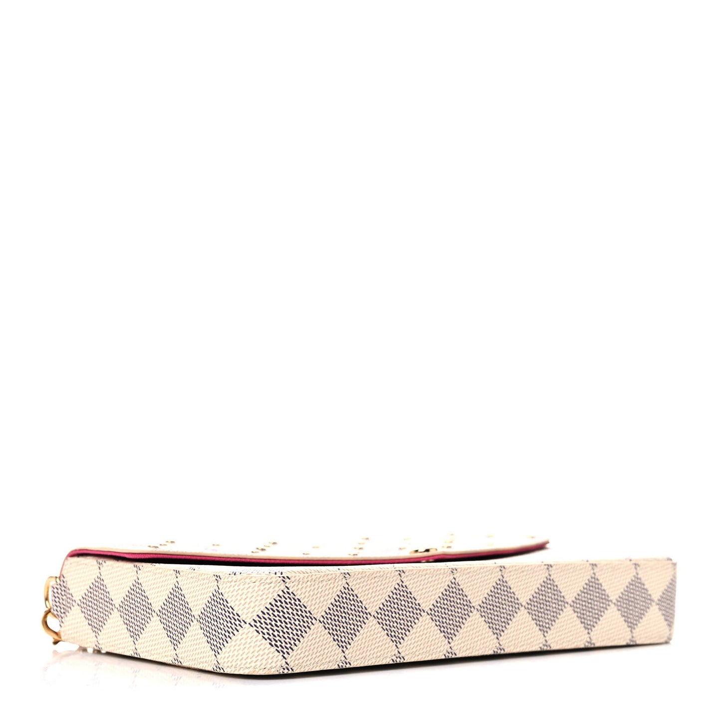 Damier Azur Studded Pochette Felicie Chain Wallet Fuchsia