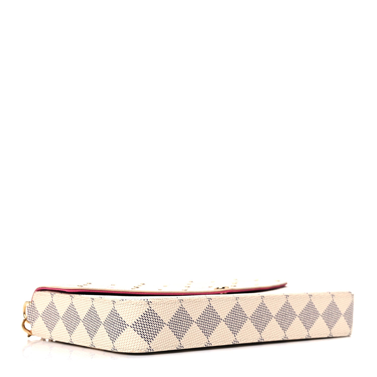 Louis Vuitton Damier Azur Studded Pochette Felicie Chain Wallet Fuchsia 4 of 9