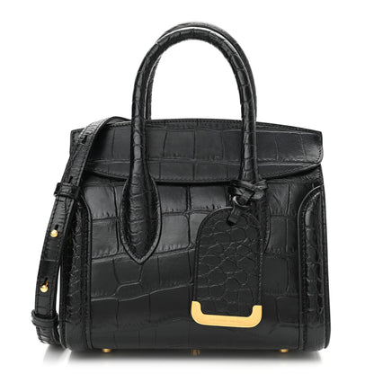 Alexander McQueen Calfskin Crocodile Embossed Mini Heroine 21 Black 1 of 11