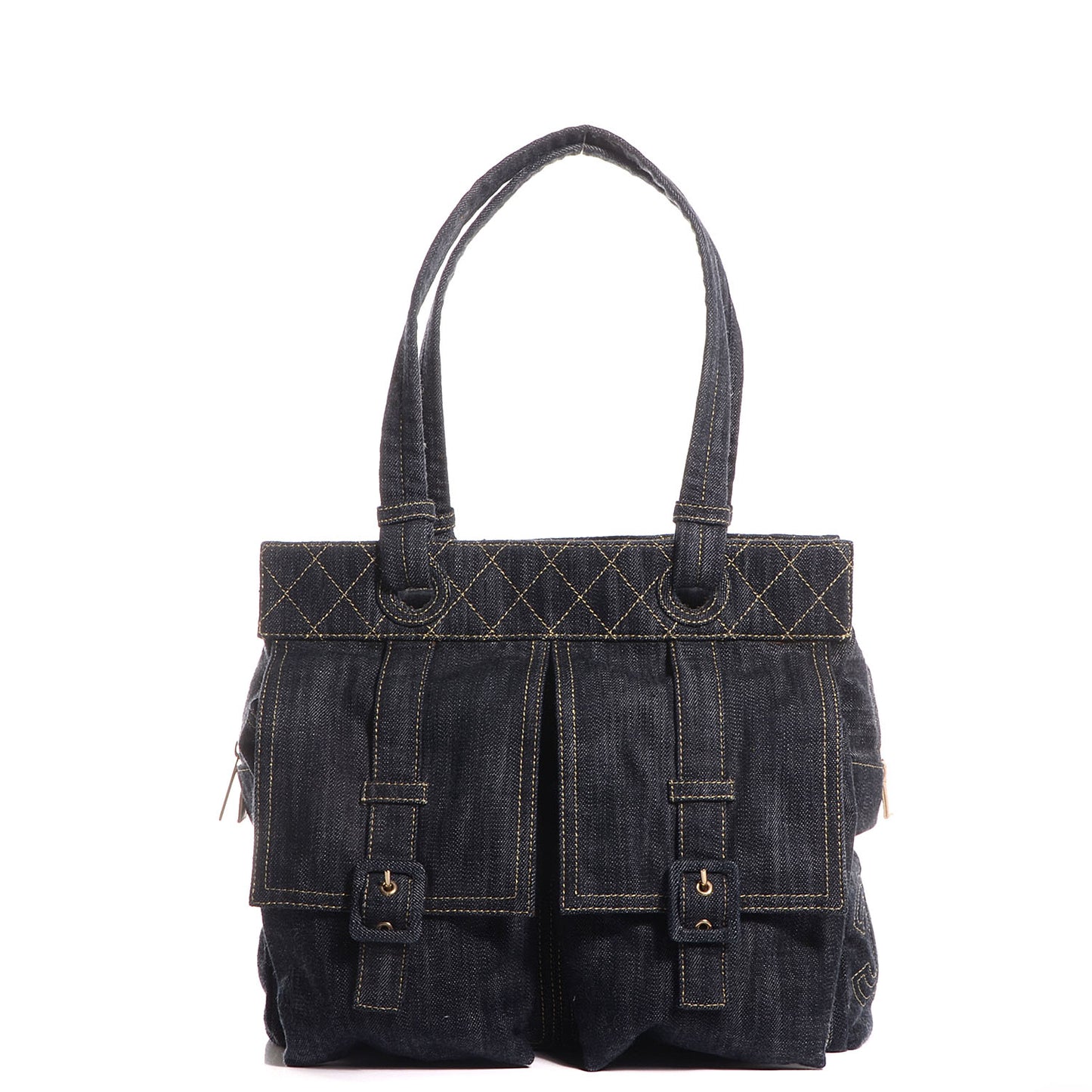 Denim CC Double Pocket Shoulder Bag Blue