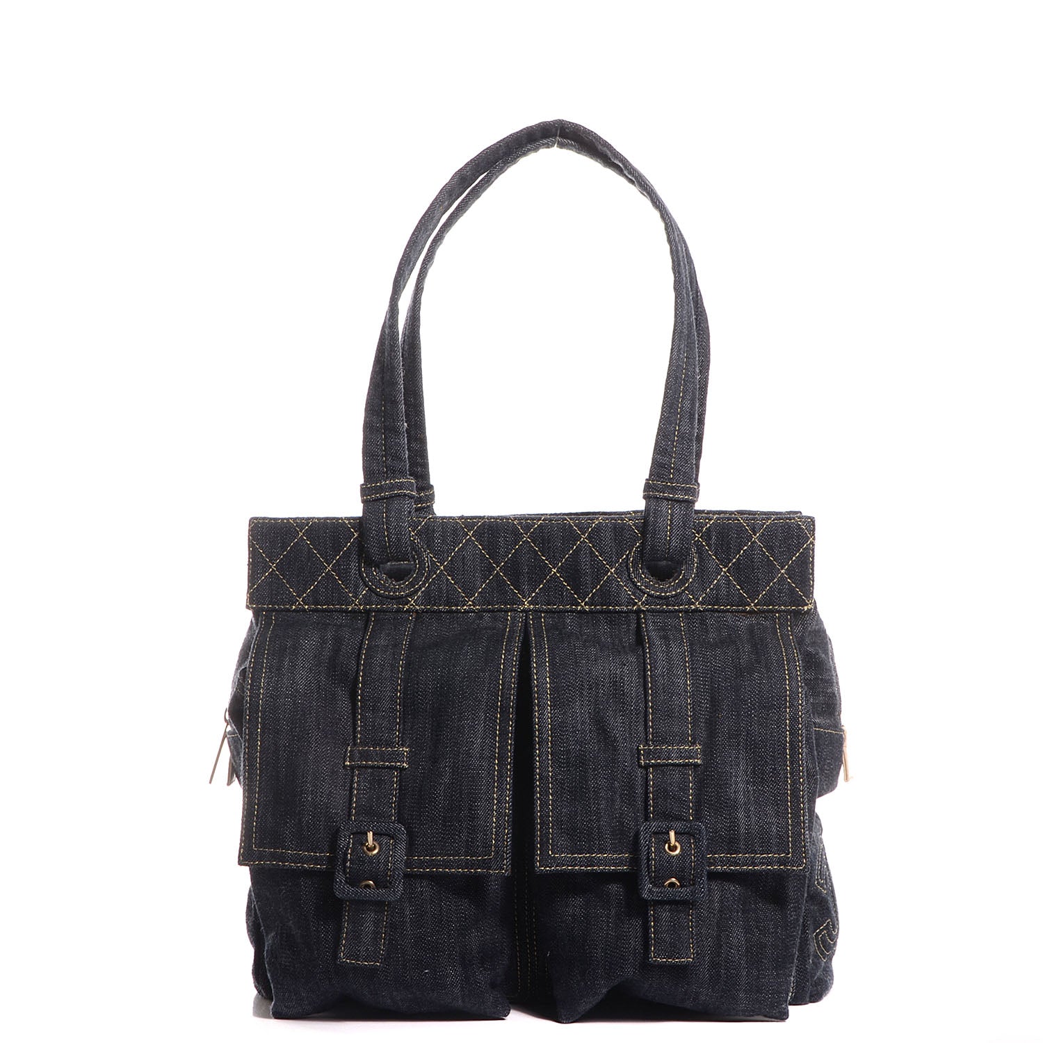 Chanel Denim CC Double Pocket Shoulder Bag Blue 1 of 7