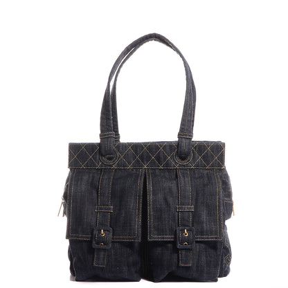 Chanel Denim CC Double Pocket Shoulder Bag Blue 1 of 7
