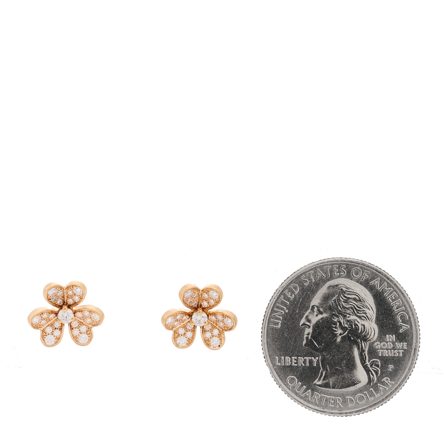 Van Cleef & Arpels 18K Rose Gold Diamond Mini Frivole Pave Earrings 2 of 5