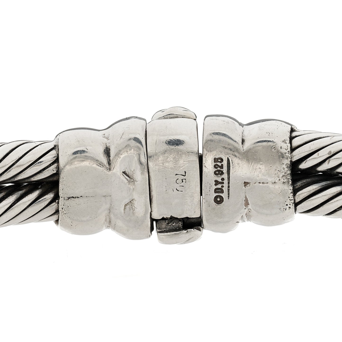 Sterling Silver 18K Yellow Gold Diamond Smoky Quartz 11mm Albion Cable Bracelet