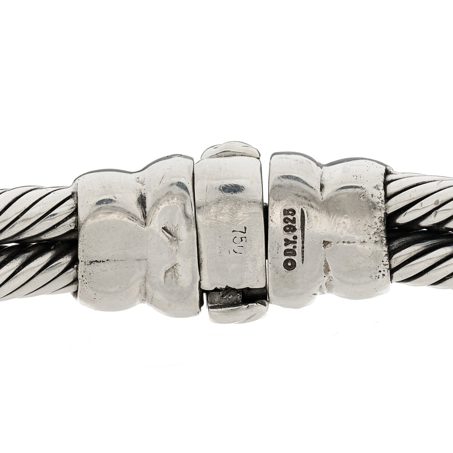 David Yurman Sterling Silver 18K Yellow Gold Diamond Smoky Quartz 11mm Albion Cable Bracelet 3 of 4