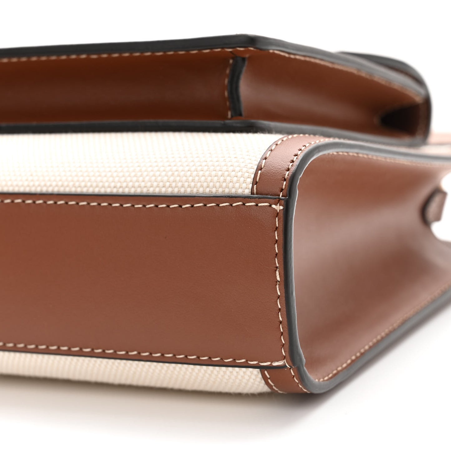 Canvas Smooth Calfskin Two Tone Mini Pocket Bag Natural Tan