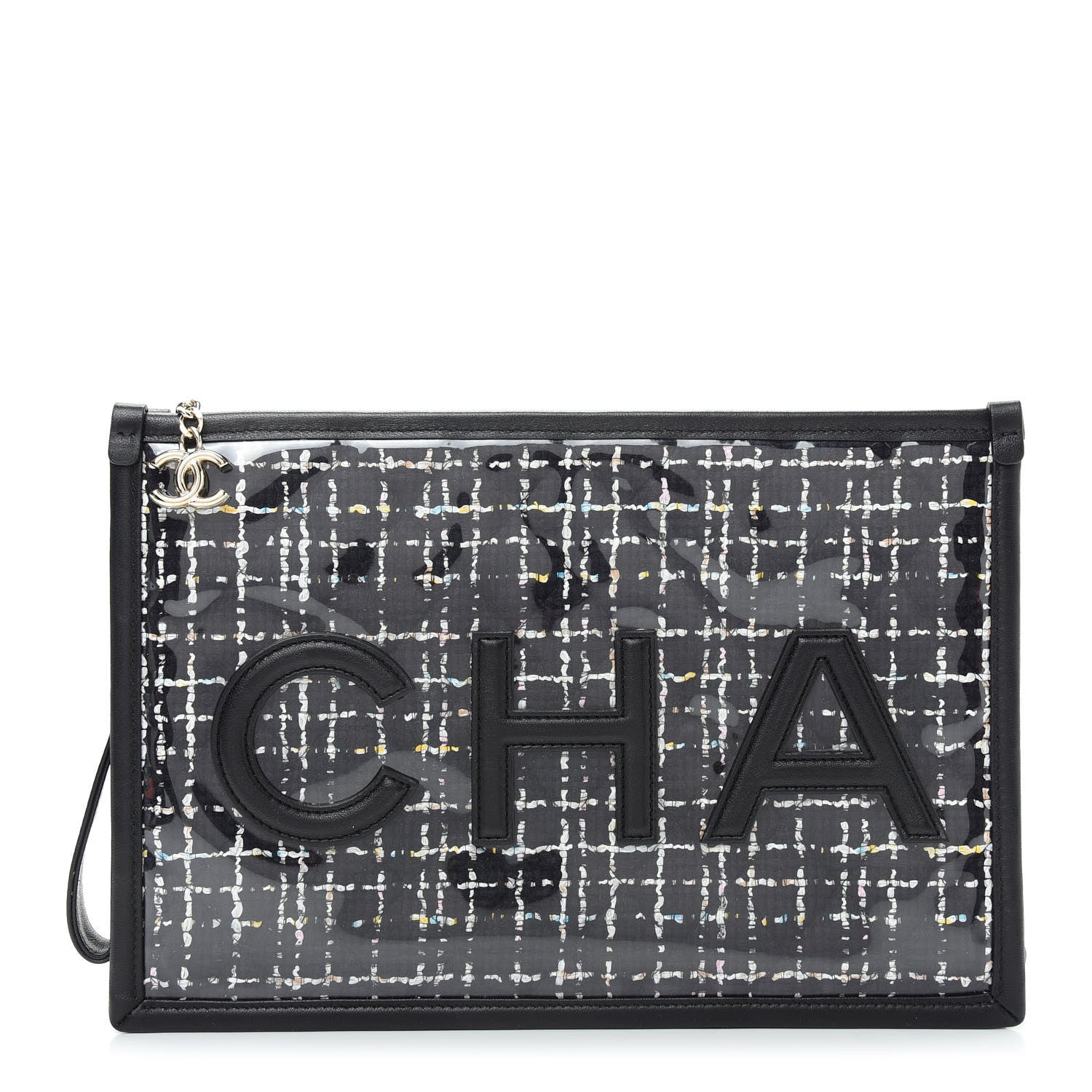Chanel Tweed PVC Lambskin Large Pouch Black 1 of 8
