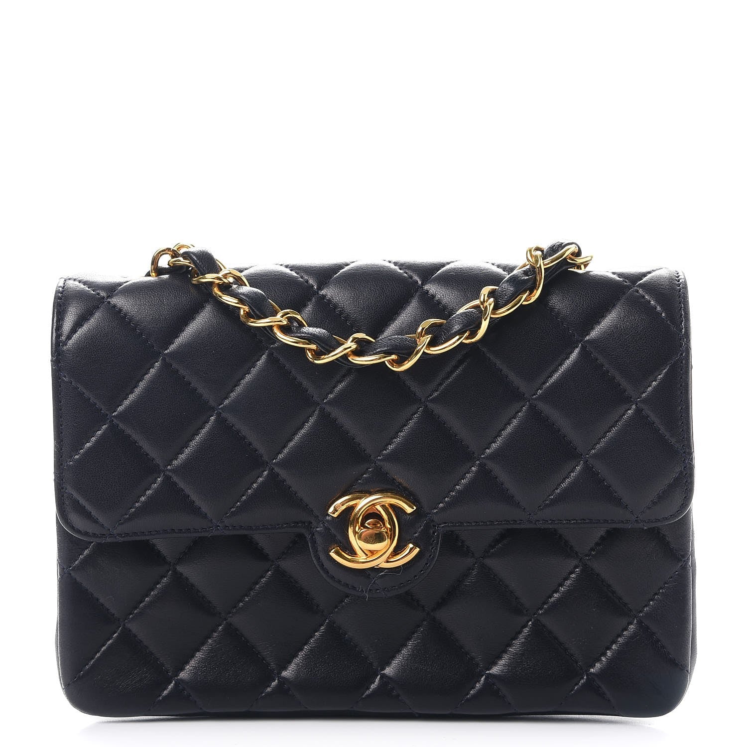 Chanel Lambskin Quilted Mini Rectangular Flap Navy 1 of 12