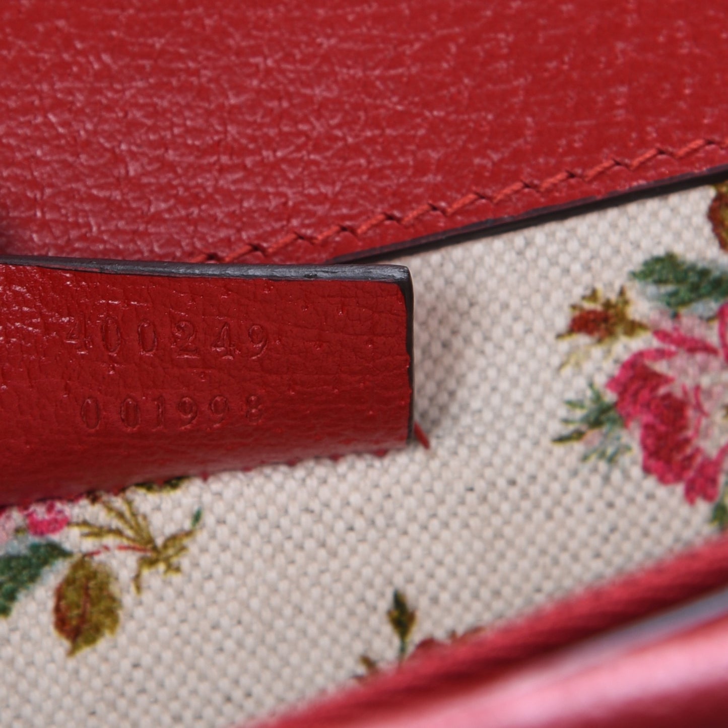 Calfskin Web Floral Embroidered Small Dionysus Shoulder Bag Hibiscus Red
