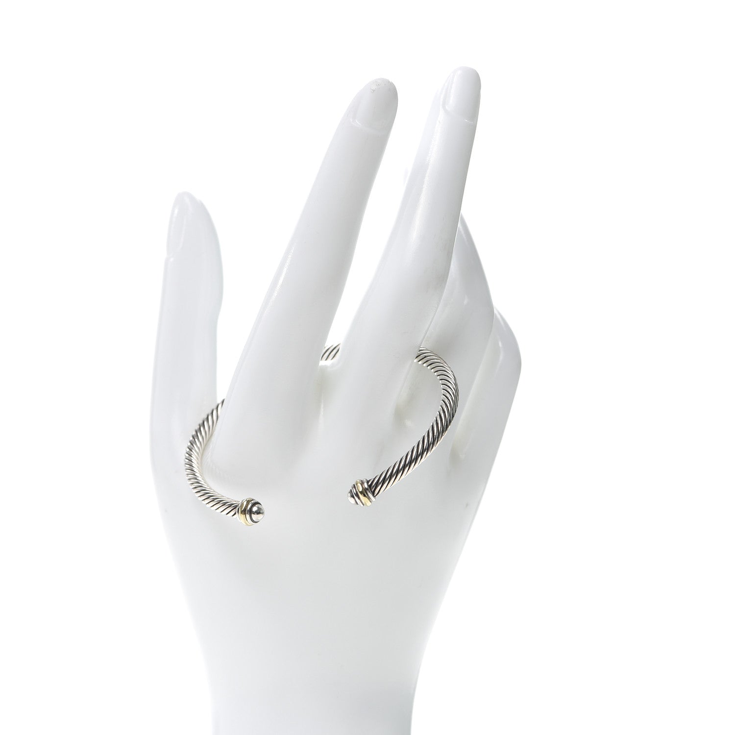 David Yurman Sterling Silver 18K Yellow Gold 4mm Cable Classics Bracelet 2 of 5