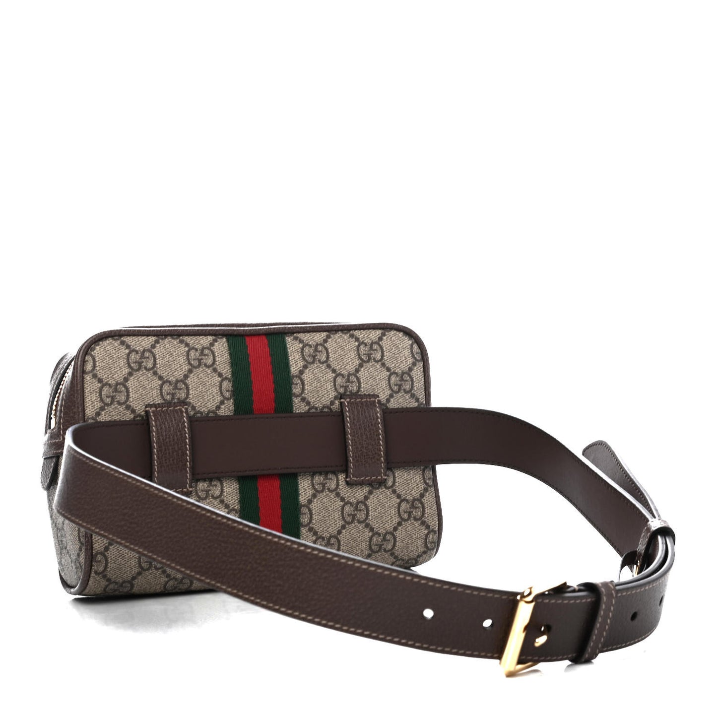 GG Supreme Monogram Web Small Ophidia Belt Bag 85 34 Dark Brown