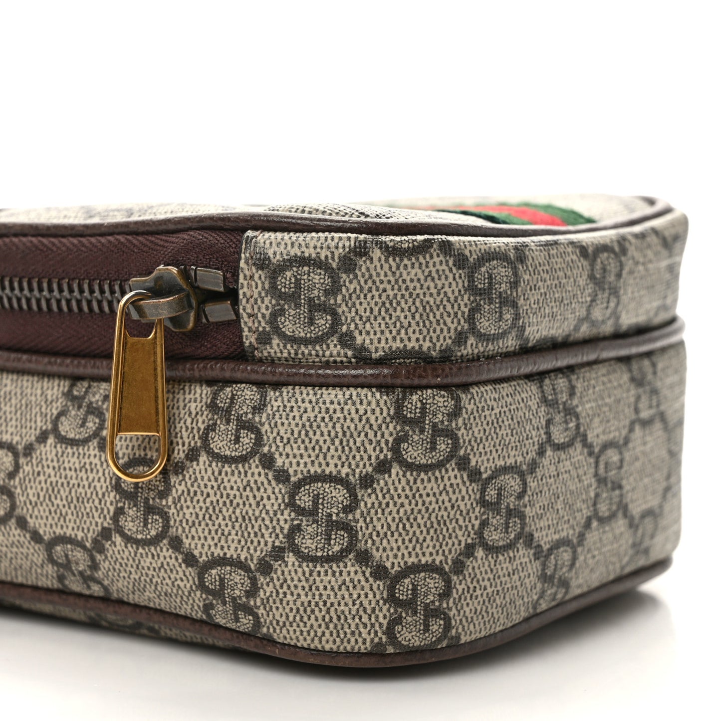 GG Supreme Monogram Web Mini Ophidia Double Zip Messenger Bag Beige New Acero