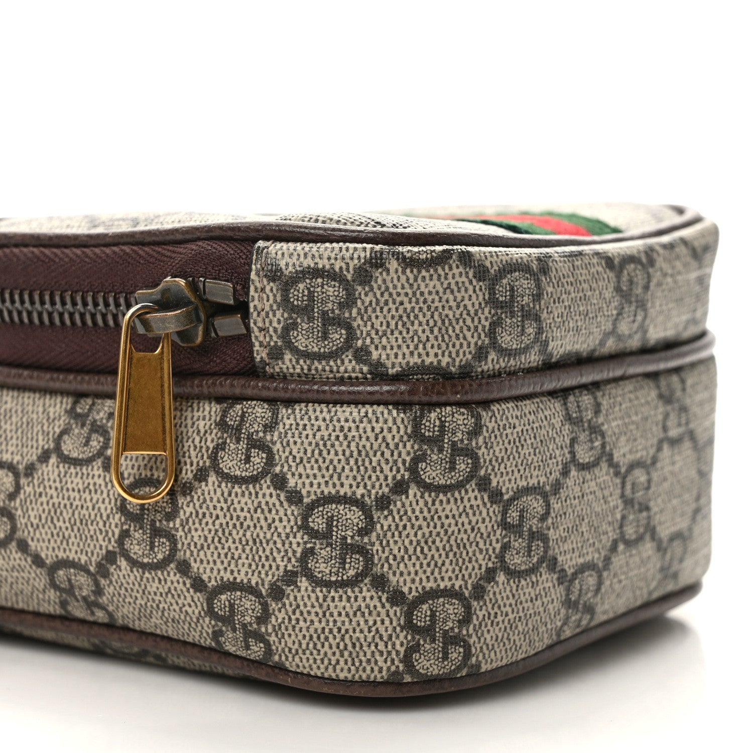 Gucci GG Supreme Monogram Web Mini Ophidia Double Zip Messenger Bag Beige New Acero 8 of 10