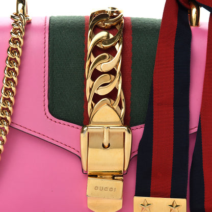 Gucci Vitello Fontanella Web Mini Sylvie Chain Shoulder Bag Pink Tropical Flower 9 of 13