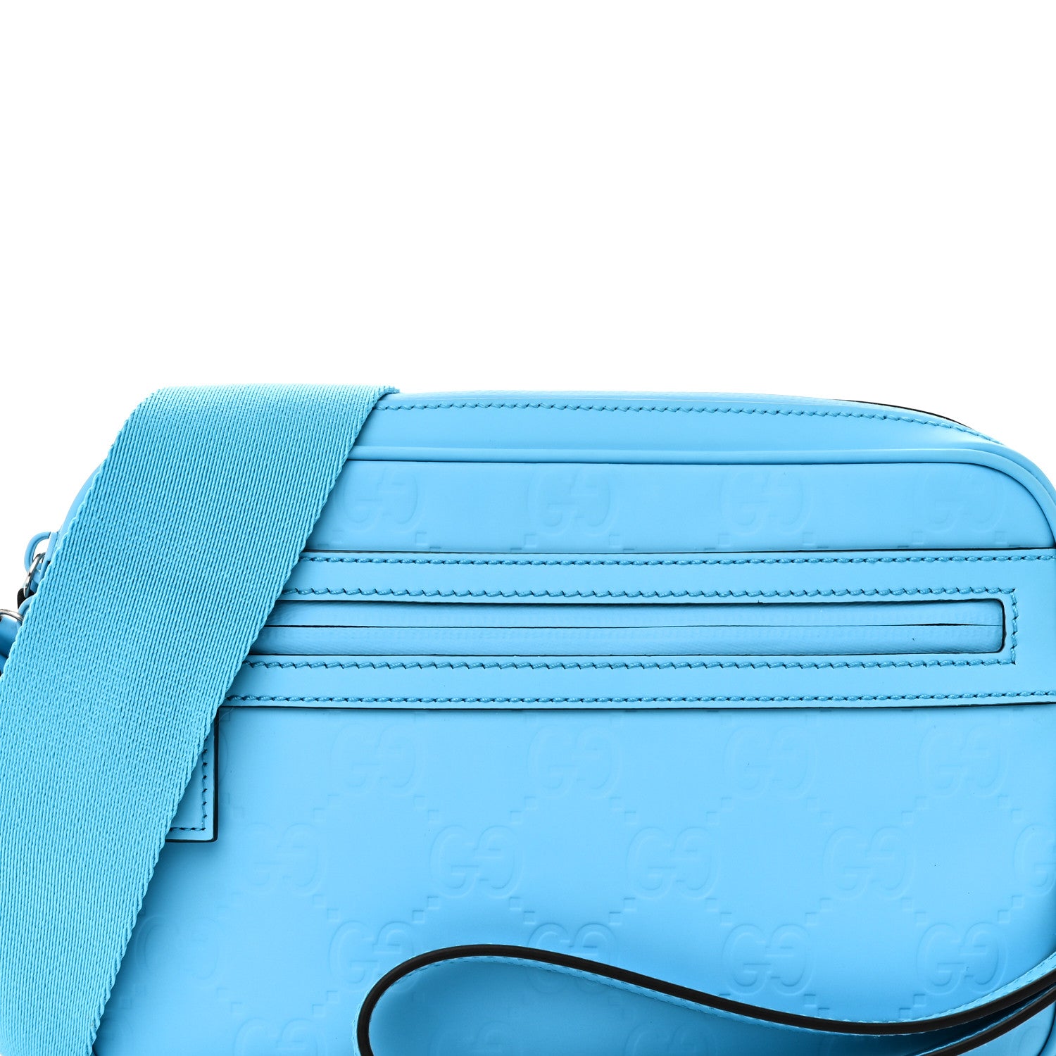 Gucci Rubber Effect Monogram GG Crossbody Bag Bright Blue 7 of 9