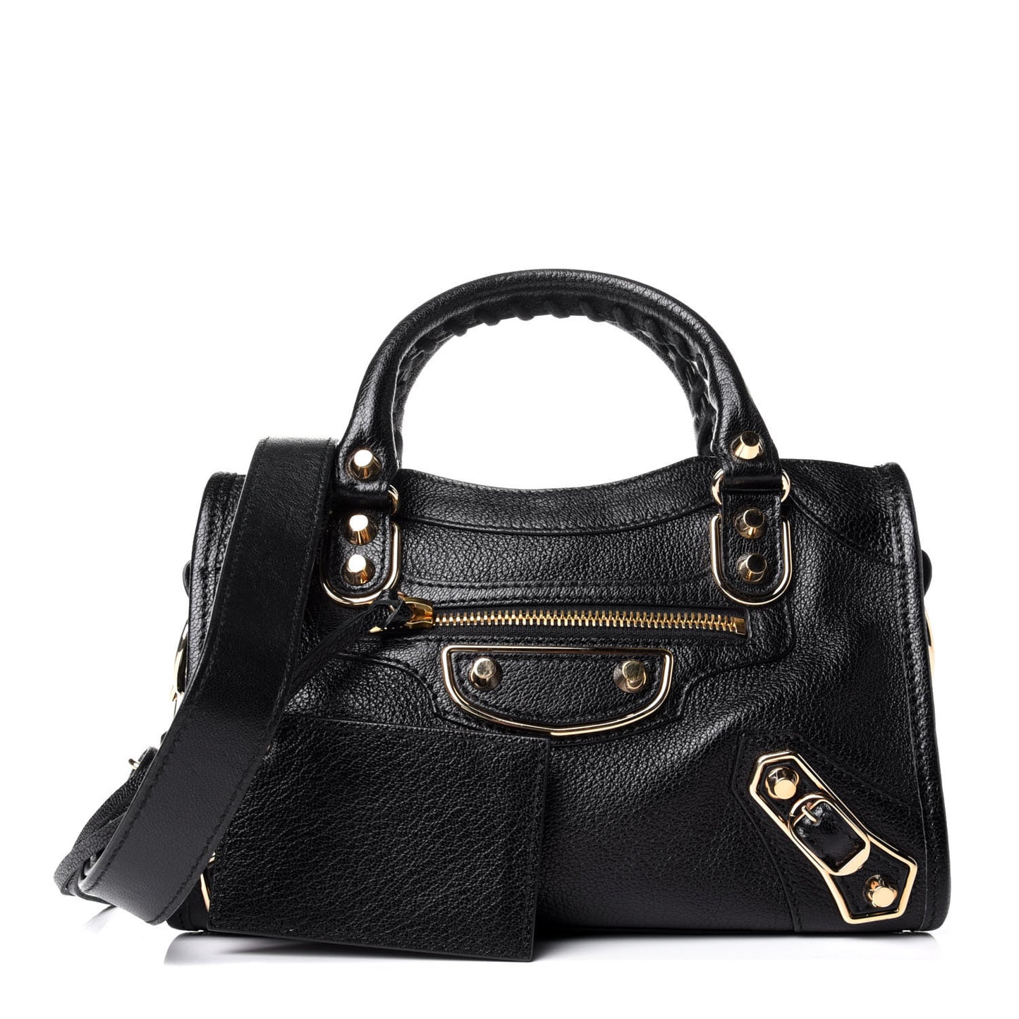 Chevre Gold Metallic Edge Hardware Mini City Black