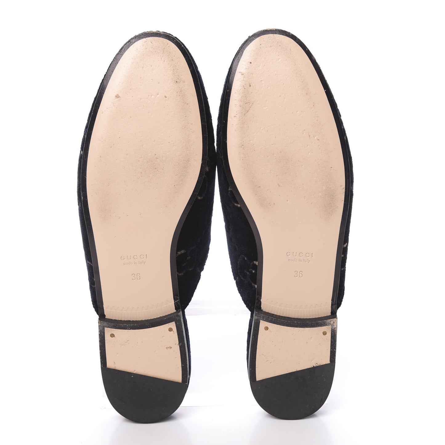 Velvet GG Monogram Womens Princetown Slippers 36 Blue Beige