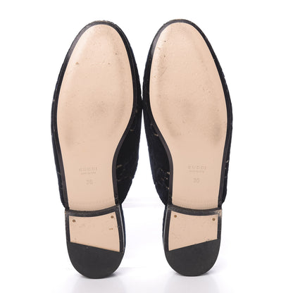 Gucci Velvet GG Monogram Womens Princetown Slippers 36 Blue Beige 5 of 11